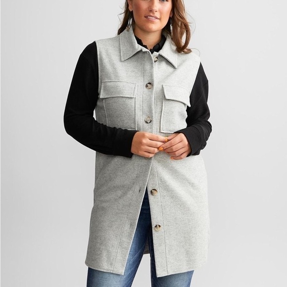 Buckle Red Brushed Knit Marled Vest - S - Picture 7 of 7